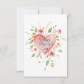 水彩ハート花バレンタインデー カード (正面)
