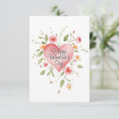 水彩ハート花バレンタインデー カード (スタンド正面)