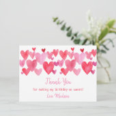 水彩ハート誕生日 サンキューカード (スタンド正面)