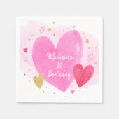 水彩ハート誕生日 スタンダードカクテルナプキン (正面)