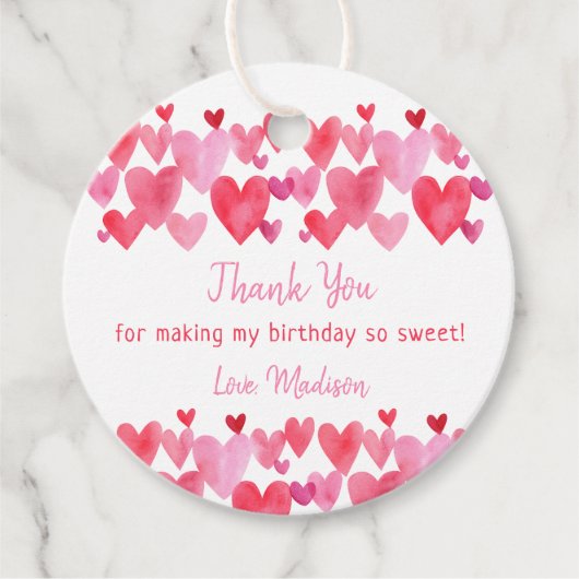 水彩ハート誕生日 フェイバータグ (正面)