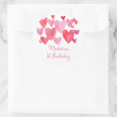 水彩ハート誕生日 ラウンドシール (バッグ)