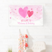 水彩ハート誕生日 横断幕 (インサイチュ)