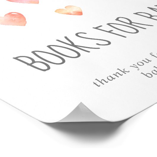 水彩ハート赤ちゃんシャワーベビーサイン帳 ポスター (角)