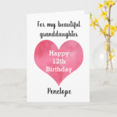 水彩ハート12誕生日孫娘 カード (黄色い花)