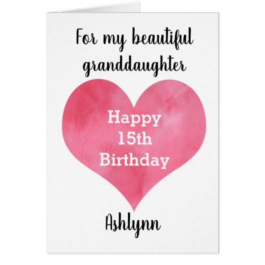 水彩ハート15th誕生日孫娘 (正面)