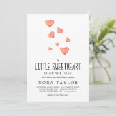 水彩ハート | かわいい赤ちゃんシャワー 招待状 (スタンド正面)