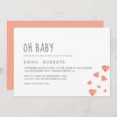 水彩ハート | オーベビーガールシャワー招待状 招待状 (正面/裏面)