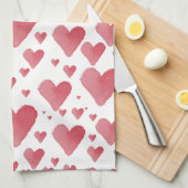 水彩ハート キッチンタオル (四つ折り)
