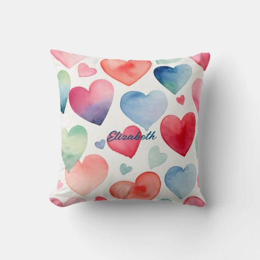 水彩ハート クッション (正面)