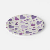 水彩ハート&ゴールドスプリンクルズ ホワイトソール ペーパープレート (アングル)