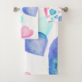 水彩ハート バスタオルセット