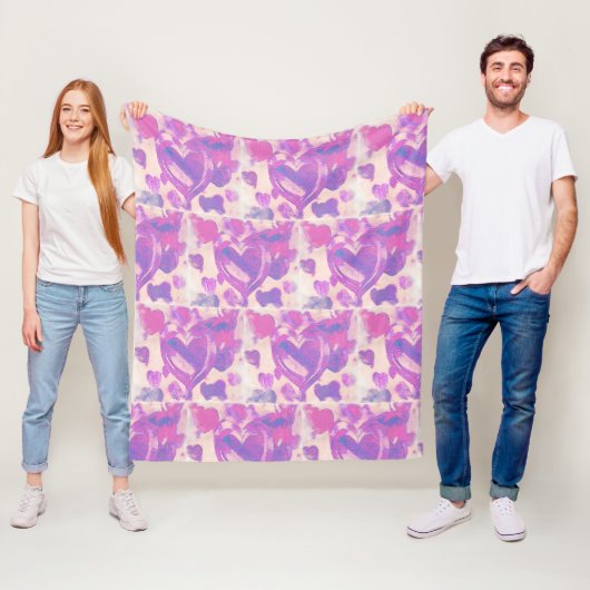 水彩ハート フリースブランケット (インサイチュ)