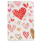 水彩ハート ミディアムペーパーバッグ (正面)