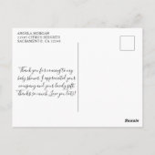 水彩ハート ライトピンク ベビーシャワー サンクス ポストカード (裏面)