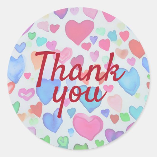 水彩ハート ラウンドシール (正面)