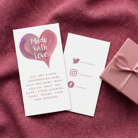 水彩ハート、愛の社会的リンクで作られた エンクロージャーカード