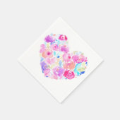 水彩ハート。花のハート スタンダードカクテルナプキン (角)