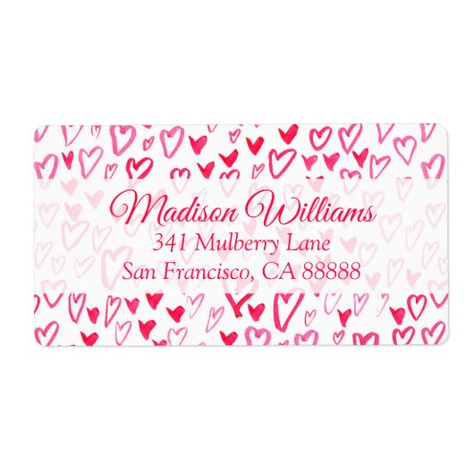 水彩ハート | Love WordsパターンIV ラベル (正面)