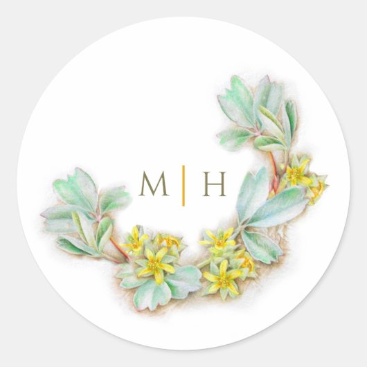 水彩ハーフリースモノグラム結婚のシバルディア ラウンドシール (正面)