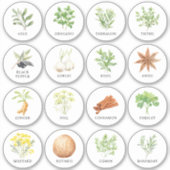 水彩ハーブとスパイスジャーのラベル シール (正面)