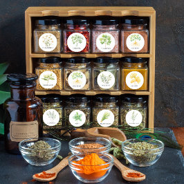 水彩ハーブとスパイスジャーのラベル シール