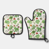 水彩ハーブとスパイス 鍋つかみ&鍋敷きセット (正面)