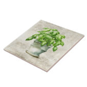 水彩ハーブのバジルのテクスチ素朴ャフェイクー タイル (側面)