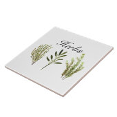 水彩ハーブ類ティメローズマリーセージ植物ポット タイル (側面)