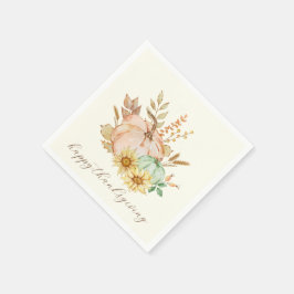 水彩ハーベストカスタマイズ可能な感謝祭 スタンダードカクテルナプキン