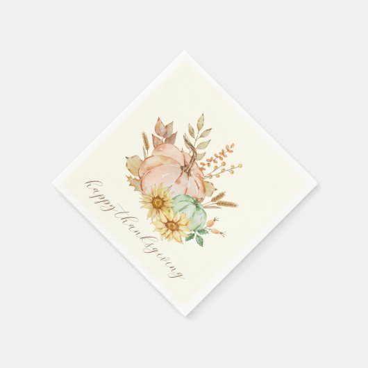 水彩ハーベストカスタマイズ可能な感謝祭 スタンダードカクテルナプキン (角)