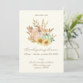 水彩ハーベストカスタマイズ可能な感謝祭 招待状 (スタンド正面)