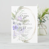 水彩バイオレットアネモンフローラ楕円形フレーム 招待状 (スタンド正面)