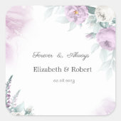 水彩バイオレットバラ スクエアシール (正面)