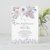 水彩バイオレットフラワーファースト・コミュニオン 招待状 (スタンド正面)