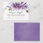 水彩バイオレットフローラベビーシャワーおむつラッフル エンクロージャーカード (正面/裏面)
