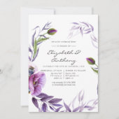 水彩バイオレットポピーフローラリハーサルディナー 招待状 (正面)