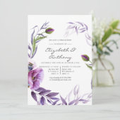水彩バイオレットポピーフローラリハーサルディナー 招待状 (スタンド正面)