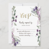 水彩バイオレットワイルドフラワーRSVP 招待状 (正面)
