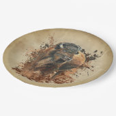 水彩バイソンバッファローアニマルワイルドライフ自然 ペーパープレート (アングル)