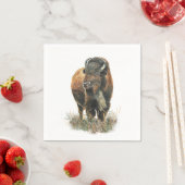 水彩バイソンバッファローアニマル自然 スタンダードカクテルナプキン (インサイチュ)