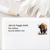 水彩バイソンバッファローワイルドライフアニマルアート ラベル (インサイチュ)