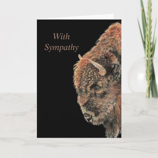水彩バイソンバッファローワイルドライフアニマル自然 カード (正面)
