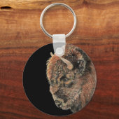 水彩バイソンバッファローワイルドライフアニマル自然 キーホルダー (正面)