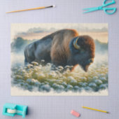 水彩バイソンホワイトワイルドフラワーデコップページ 薄葉紙 (クラフト)