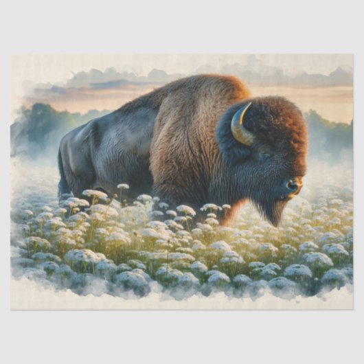 水彩バイソンホワイトワイルドフラワーデコップページ 薄葉紙 (正面)