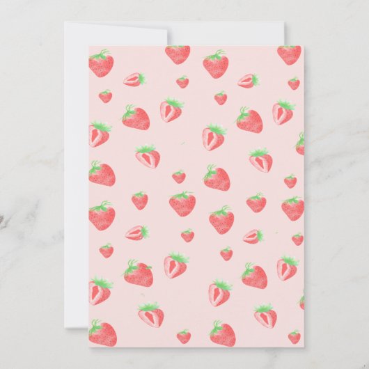 水彩バスケットイチゴ1st誕生日 招待状 (裏面)