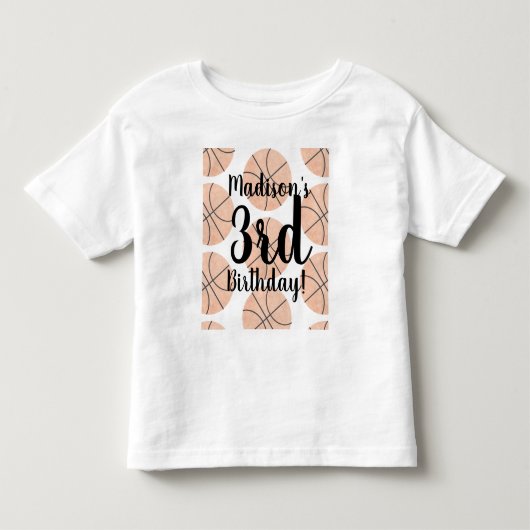 水彩バスケットボール誕生日シャツ 幼児用 トドラーTシャツ (正面)