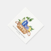 水彩バスケット地中海のベビーシャワー スタンダードカクテルナプキン (角)