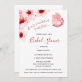 水彩バタフライさくらんぼブロッサムブライダルシャワー 招待状 (正面/裏面)